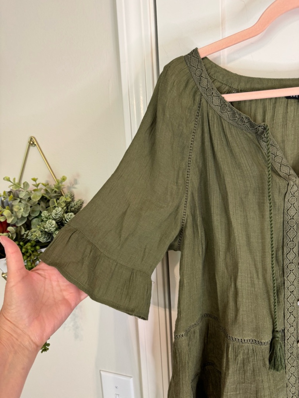 Zac &Rachel Olive Boho Top - Picture 2 of 7